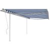 Toldo Manual Retráctil Con Postes Azul Y Blanco 4x3,5 M Vidaxl