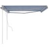 Toldo Manual Retráctil Con Postes Azul Y Blanco 4x3,5 M Vidaxl