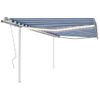 Toldo Manual Retráctil Con Led Azul Y Blanco 4x3,5 M Vidaxl