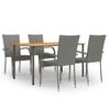 Set De Muebles De Comedor De Jardín 5 Piezas De Ratán Gris Vidaxl