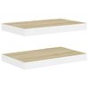 Estante Flotante De Pared 2 Uds Mdf Roble Y Blanco 50x23x3,8 Cm Vidaxl