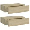 Estantes De Pared Con Cajón 2 Uds Mdf Roble 40x23,5x10 Cm Vidaxl