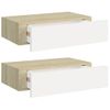 Estantes De Pared Con Cajón 2 Uds Mdf Roble/blanco 40x23,5x10cm Vidaxl