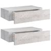 Estante De Pared Con Cajón 2 Uds Mdf Gris Hormigón 40x23,5x10cm Vidaxl