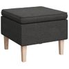 Taburete Con Patas De Madera Tapizado Tejido Gris Oscuro Vidaxl