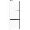 Puerta Corredera Esg Vidrio Y Aluminio Negra 76x205 Cm Vidaxl