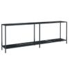 Mesa Consola Vidrio Templado Negro 220x35x75,5 Cm Vidaxl