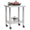 Mesa De Trabajo Para Cocina Con Ruedas Acero Inox 80x45x85 Cm Vidaxl