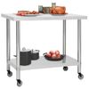 Mesa De Trabajo Para Cocina Con Ruedas Acero Inox 80x60x85 Cm Vidaxl