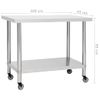 Mesa De Trabajo Para Cocina Con Ruedas Acero Inox 100x45x85 Cm Vidaxl