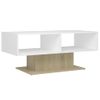 Mesa De Centro Contrachapada Blanco Y Roble 103,5x50x44,5 Cm Vidaxl