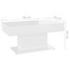 Mesa De Centro Madera Contrachapada Blanco Brillante 96x50x45cm Vidaxl