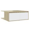 Mesa De Centro Madera Contrachapada Blanco Y Roble 80x80x31 Cm Vidaxl