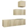 Set Muebles De Salón Tv 4 Piezas Madera Ingeniería Roble Sonoma Vidaxl