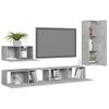 Set Muebles De Salón Tv 4 Pzas Madera Ingeniería Gris Hormigón Vidaxl