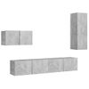 Set Muebles De Salón Tv 4 Pzas Madera Ingeniería Gris Hormigón Vidaxl