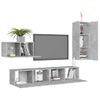 Set Muebles De Salón Tv 4 Pzas Madera Ingeniería Gris Hormigón Vidaxl