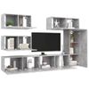 Set Muebles De Salón Tv 6 Pzas Madera Ingeniería Gris Hormigón Vidaxl