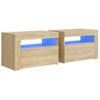 Mesitas De Noche Con Luces Leds 2 Uds Roble Sonoma 60x35x40 Cm Vidaxl