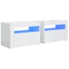 Mesitas De Noche Con Luces Led 2 Uds Blanco Brillo 60x35x40 Cm Vidaxl