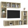 Set De Muebles Para Tv 4 Pzas Madera Contrachapada Roble Sonoma Vidaxl