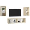 Muebles De Salón De Pared 4 Piezas Blanco Y Roble Sonoma Vidaxl