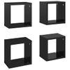 Estantes Cubo De Pared 4 Unidades Negro Brillo 22x15x22 Cm Vidaxl