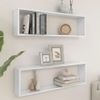 Estante Cubo Pared 2uds Contrachapado Blanco Brillo 100x15x30cm Vidaxl