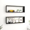 Estantes Cubo De Pared 2 Uds Contrachapado Negro 80x15x26,5 Cm Vidaxl