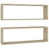 Estantes Cubos De Pared 2 Uds Contrachapada Roble 80x15x26,5 Cm Vidaxl