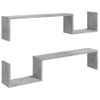 Estantes De Pared 2 Uds Madera De Ingeniería Gris 100x15x20 Cm Vidaxl