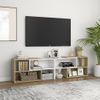 Mueble De Tv Madera Contrachapada Blanco Y Roble 149x30x52 Cm Vidaxl