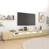 Armario Tv Con Luces Led Color Roble Sonoma 300x35x40 Cm Vidaxl