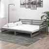 Sofá Cama Extraíble Madera Maciza De Pino Gris 2x(90x200) Cm Vidaxl