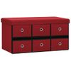 Banco Almacenaje Plegable Lino Sintético Rojo Tinto 76x38x38 Cm Vidaxl