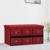 Banco Almacenaje Plegable Lino Sintético Rojo Tinto 76x38x38 Cm Vidaxl