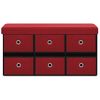 Banco Almacenaje Plegable Lino Sintético Rojo Tinto 76x38x38 Cm Vidaxl