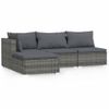 Set Muebles De Jardín 4 Pzas Y Cojines Ratán Sintético Gris