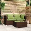 Set Muebles De Jardín 3 Piezas Y Cojines Ratán Sintético Marrón Vidaxl