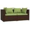 Set Muebles De Jardín 3 Piezas Y Cojines Ratán Sintético Marrón Vidaxl