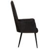 Sillón Orejero De Cuero Auténtico Negro Canela Vidaxl