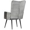 Sillón Orejero De Cuero Auténtico Gris Canela Vidaxl