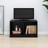 Mueble De Tv De Madera Maciza De Pino Negro 70x33x42 Cm