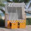 Silla Playa Strandkorb Dosel Ratán Sintético Madera Blanco Azul Vidaxl