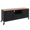 Mueble Tv Hierro Y Madera Maciza De Abeto Negro 110x30x43 Cm Vidaxl