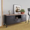 Mueble Tv Hierro Y Madera Maciza De Abeto Negro 110x30x43 Cm Vidaxl