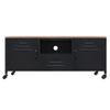 Mueble Tv Hierro Y Madera Maciza De Abeto Negro 110x30x43 Cm Vidaxl