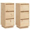 Aparador 2 Uds Madera Maciza De Pino 32x34x75 Cm Vidaxl