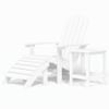 Silla De Jardã­n Adirondack Con Reposapiã©s Y Mesa Hdpe Blanco Vidaxl