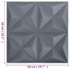 Paneles De Pared 3d 12 Unidades Gris Origami 3 M² 50x50 Cm Vidaxl